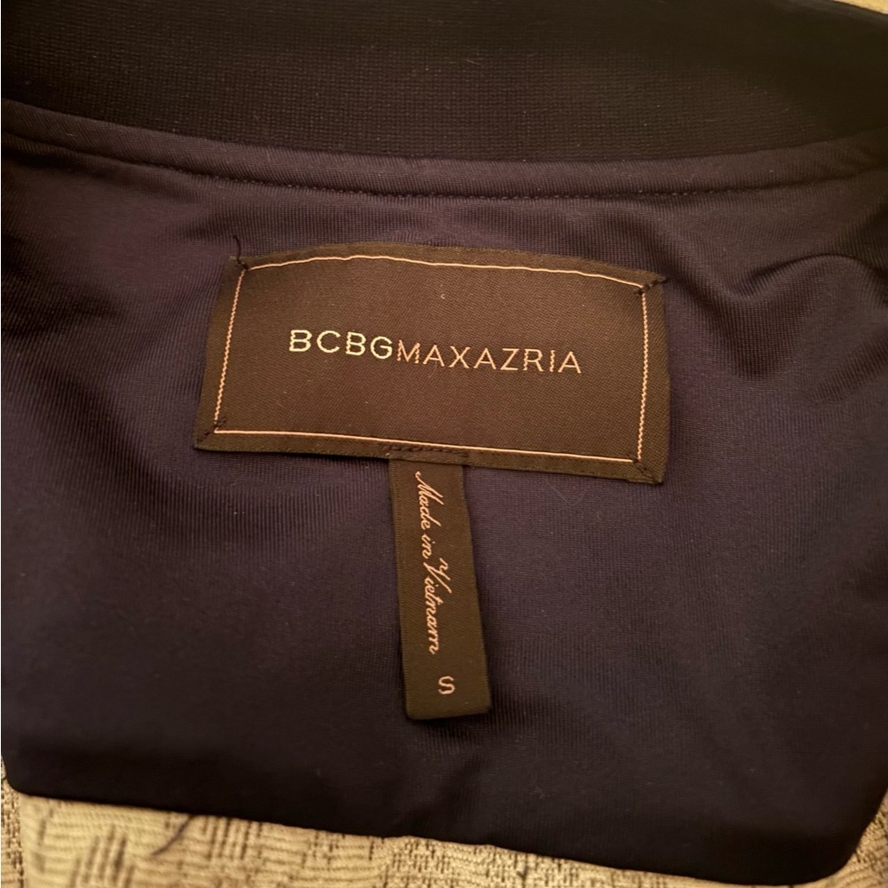 BCBGMaxAzria Blue and Gray Lace Textured Floral Bomber Jacket - Picture 8 of 8